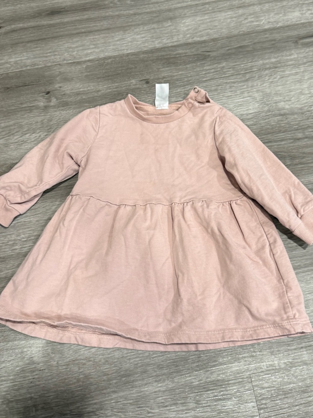 H&M Pale Pink Long Sleeve Gathered Dress